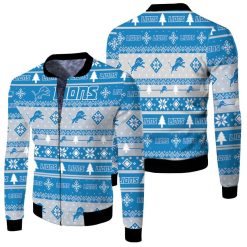 Detroit Lions For Lions Lover Ugly Christmas 3d Jersey Fleece Bomber Jacket