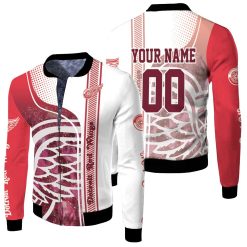 Detroit Red Wings Jersey Style Personalized Red And White Fleece Bomber Jacket