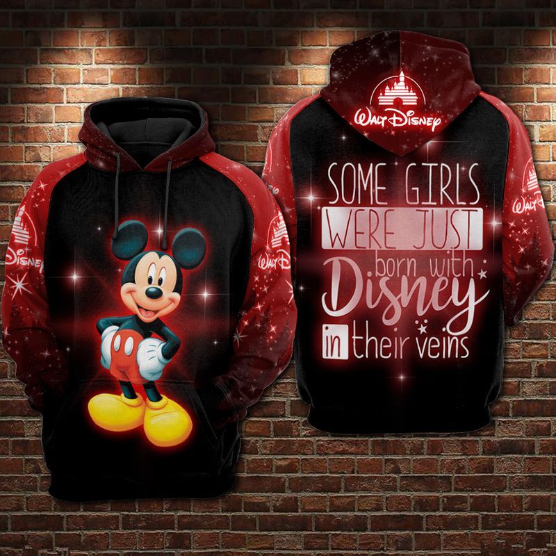 Disney Girls Mickey Over Print 3d Zip Hoodie