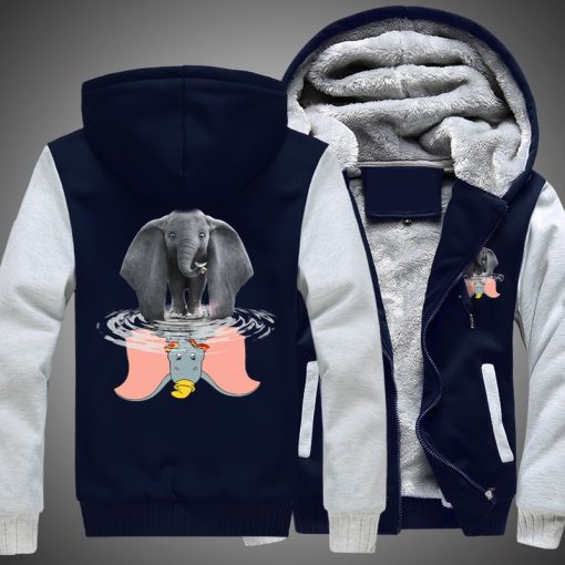 Dumbo Elephant Water Mirror Reflection Over Print 3d Fleece Zip Hoodie