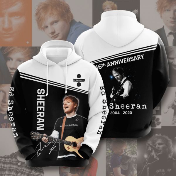 Ed Sheeran 16th Anniversary 2004 2020 Signature Design Gift For Fan Custom 3d All Over Printed Hoodie