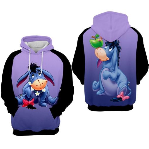 Eeyore And Apple Winnie The Pooh Over Print 3d Zip Hoodie