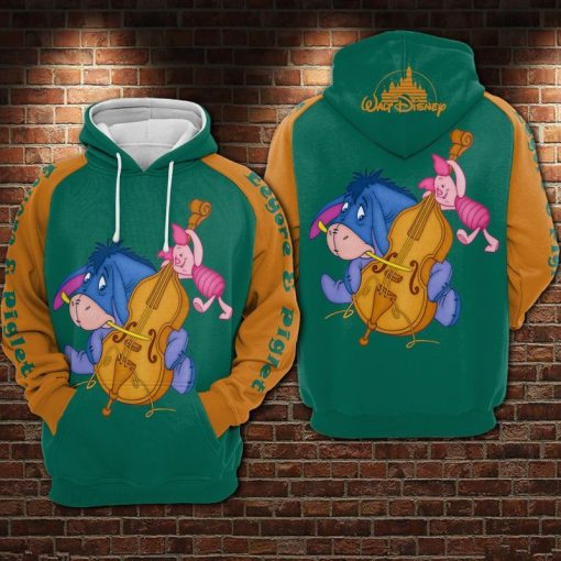 Eeyore And Piglet Winnie The Pooh Over Print 3d Zip Hoodie