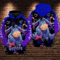 Eeyore – Winnie The Pooh Heart Bubble Over Print 3d Zip Hoodie