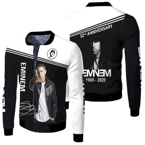 Eminem Signatures 32nd Anniversary All Printed 3d Jersey Fleece Bomber Jacket