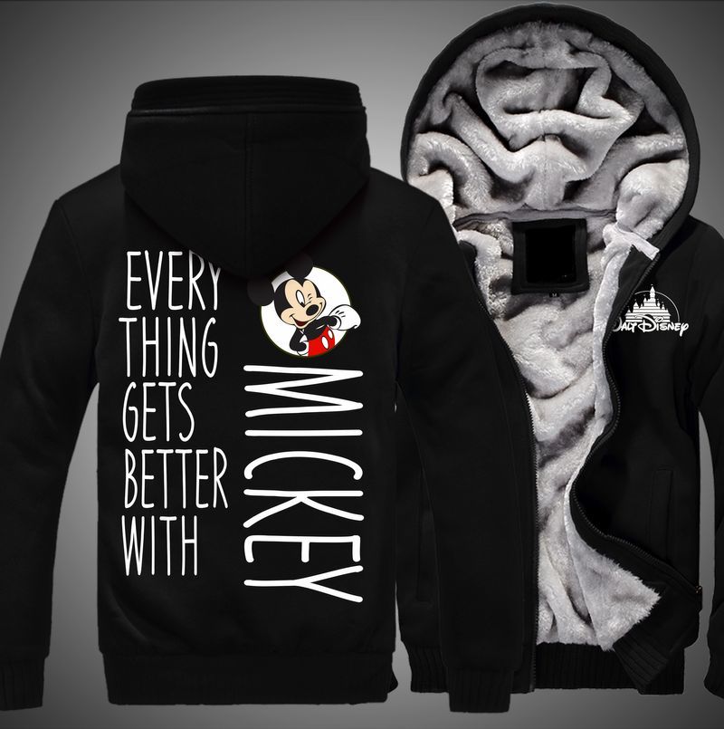 Everything Gets Better With Mickey Over Print 3d Fleece Zip Hoodie