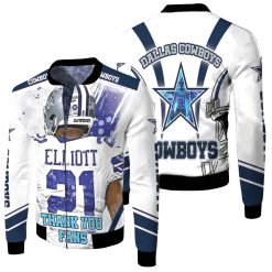 Ezekiel Elliott #21 Nfc East Division Champions Super Bowl 2021 Dallas Cowboys Thank You Fans Fleece Bomber Jacket