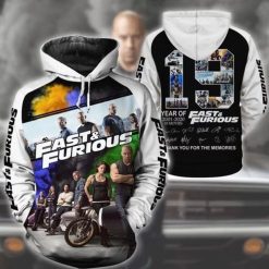 Fast And Furious 19 Years Of 2001 2020 Thank You For The Memories Men 3d Hoodie