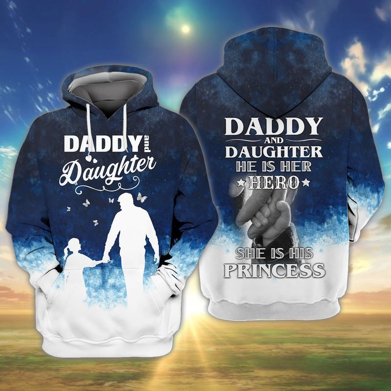 Fathers Day Daddy And Daughter He Is Her Hero She Is His Princess 3d Zip Hoodie
