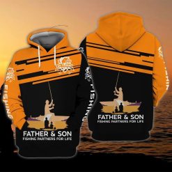 Fathers Day Go Fishing Father And Son Fishing Partners For Life 3d Zip Hoodie