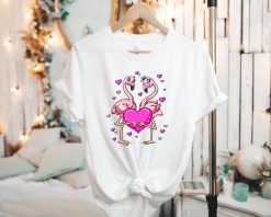 Flamingos With Hear Shirt