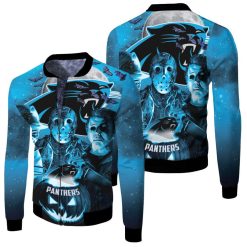 Freddy Jason Michael Myers Loves Carolina Panthers Pumpkin Head Halloween 3d Jersey Fleece Bomber Jacket