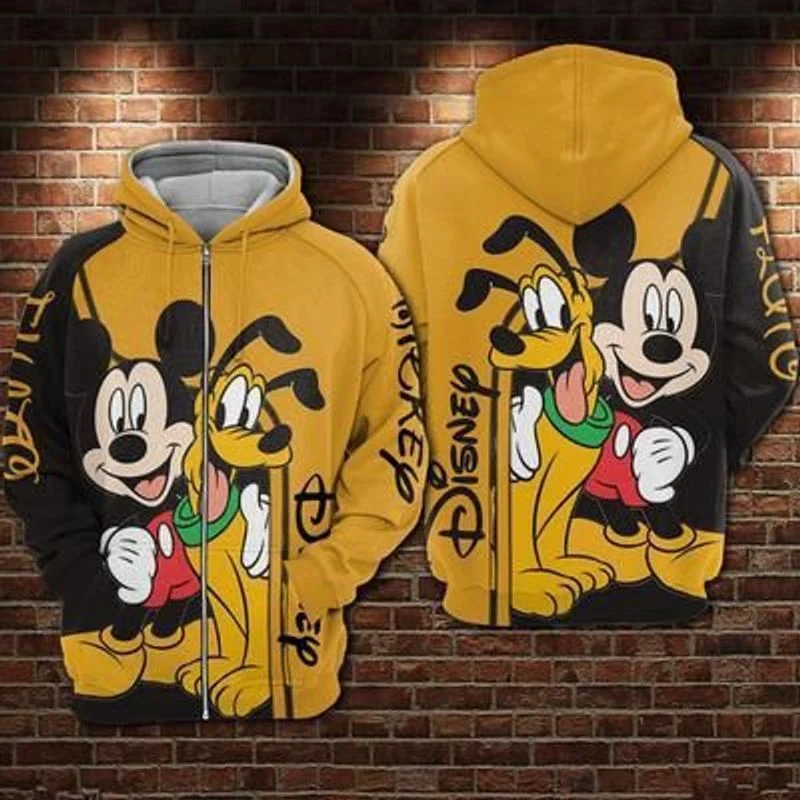 Funny Pluto Mickey Mouse Disney Gift For Fan Zip Jacket Full 3d Zip Hoodie