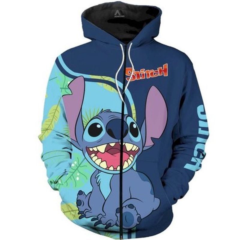 Funny Stitch Lilo And Stitch Films V2 For Fan Zip Jacket Full 3d Zip Hoodie
