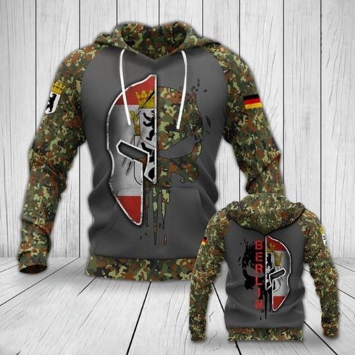 German Berlin Army Skull All Over Printed 3d Hoodie