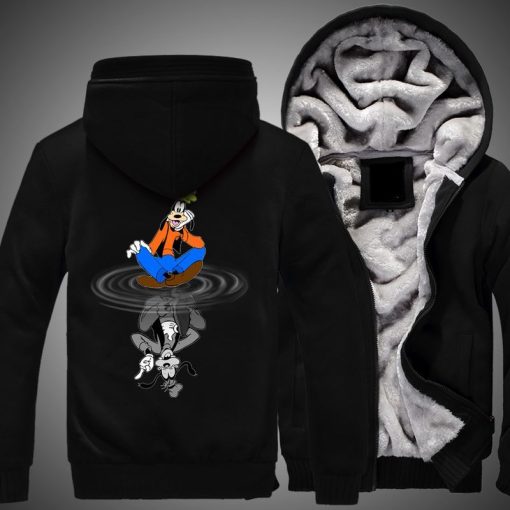 Goofy Disney All Started Reflection Over Print 3d Fleece Zip Hoodie