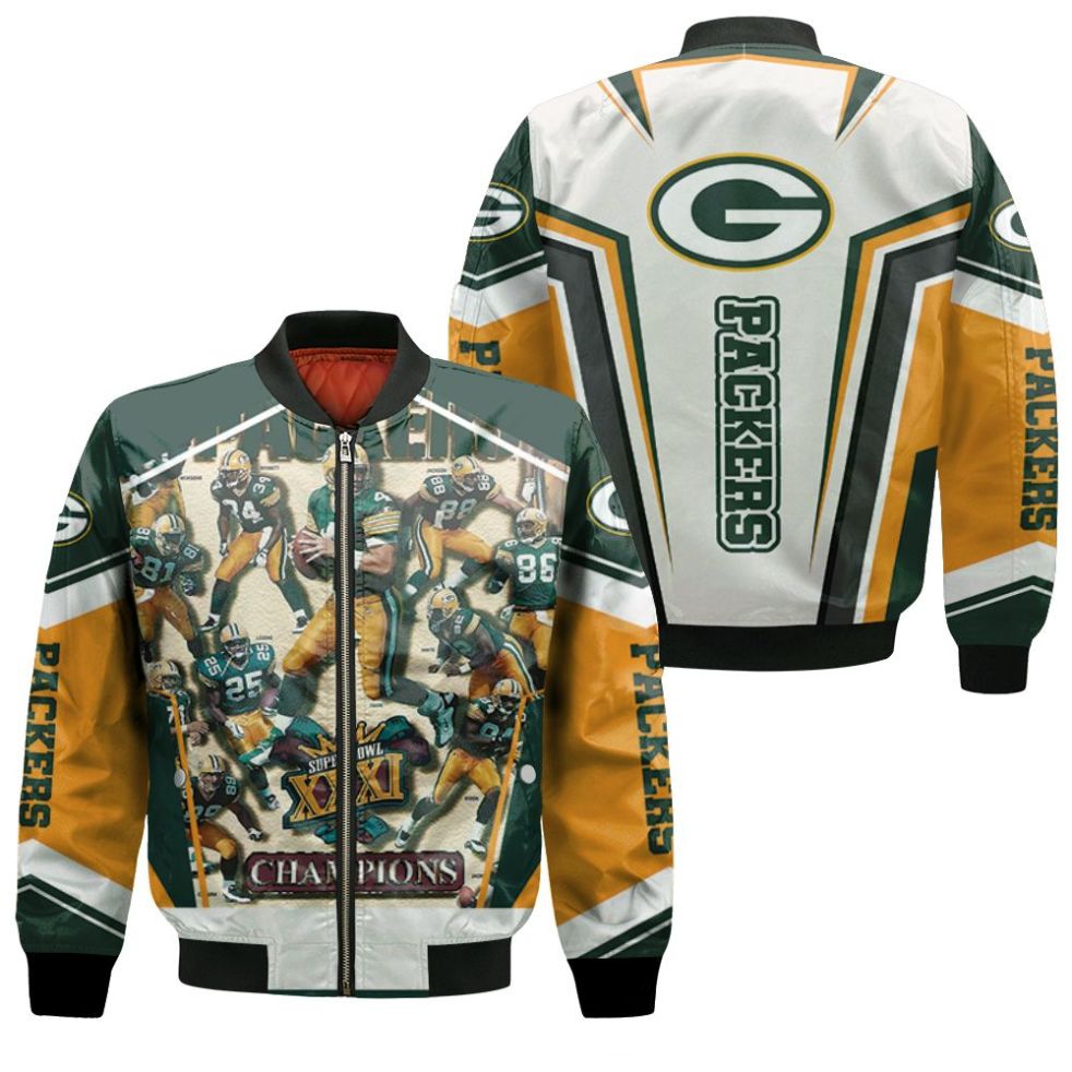 Green Bay Packers 2021 Super Bowl Xxxi Champions Nfc North Division Champions Bomber Jacket