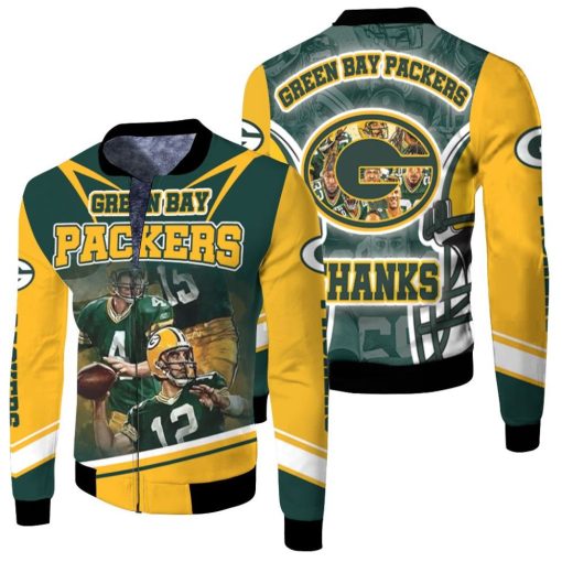 Green Bay Packers Aaron Rodgers Brett Favre Juwann Winfree Great Players Thanks Nfc North Winner Nfl 2020 Fleece Bomber Jacket