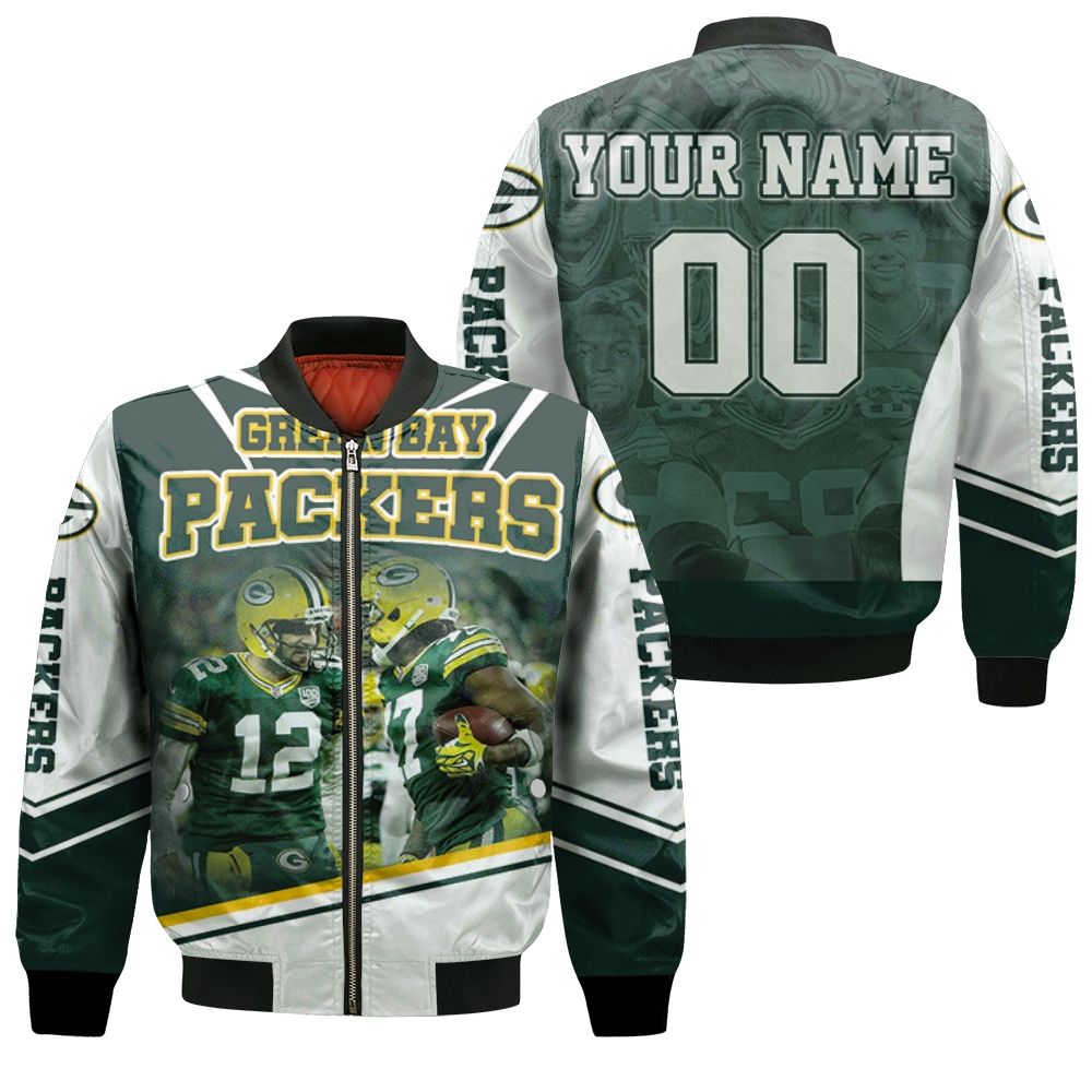 Green Bay Packers Aaron Rodgers Davante Adams Nfl 2020 Season Nfc North Winner Thanks Personalized Bomber Jacket