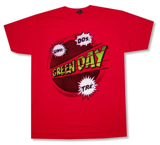 Green Day Power Up Uno Dos Tre Comic Red T-Shirt