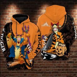 Halloween Theme Tigger Winner The Pooh Over Print 3d Zip Hoodie