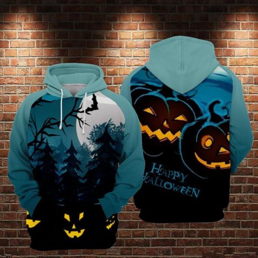 Halloween Theme Under The Dark Moon Over Print 3d Zip Hoodie