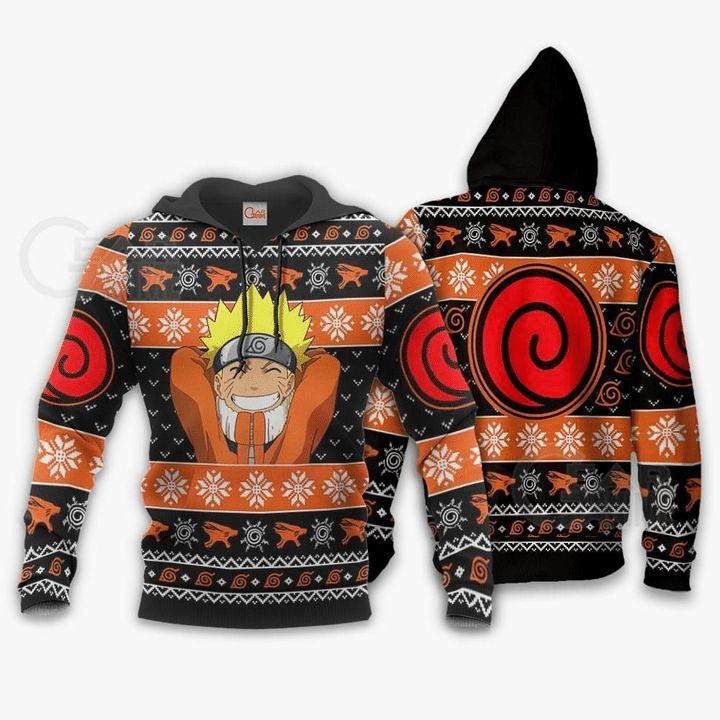 Happy Naruto Ugly Christmas Naruto Anime Manga 3d Zip Hoodie – Teepital ...