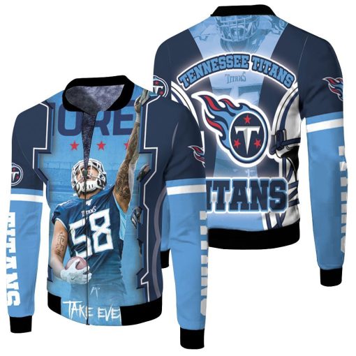 Harold Antonio Laudry#58 Tennessee Titans Afc South Division Champions Super Bowl 2021 Iii Fleece Bomber Jacket