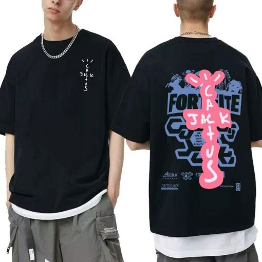 Hip Hop Rapper Travis Scott Cactus Jack Double Sided Print T-Shirt