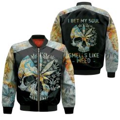 I Bet My Soul Smells Like Skull Shape For Stoner 3d Jersey Bomber Jacket