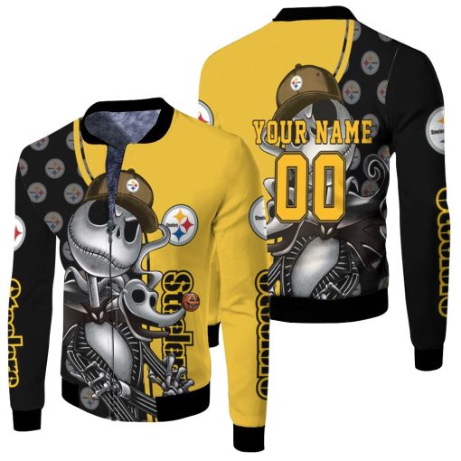 Jack Skellington Pittsburgh Steelers 3d Personalized Fleece Bomber Jacket