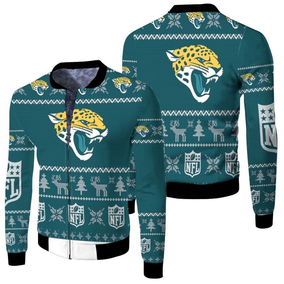 Jacksonville Jaguars Nfl Ugly Sweatshirt Christmas 3d Fleece Bomber Jacket