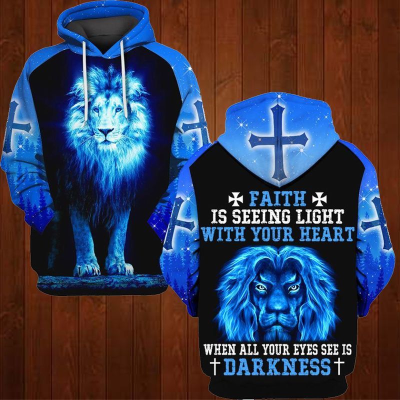 Jesus Shirt Lion King Blue Over Print 3d Zip Hoodie