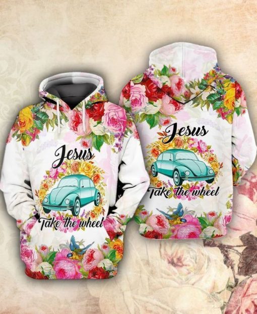 Jesus Take The Wheel With Flowers 3d Zip Hoodie