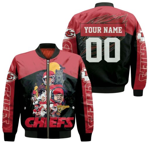 Kansas City Chiefs Andy Reid & Team Wolf Nfl 2020 Super Bowl 3d Personalized Bomber Jacket