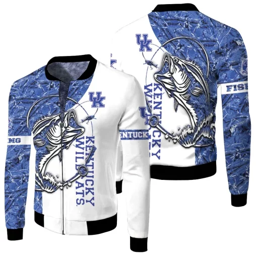 Kentucky Wildcats Ncaa For Wildcats Fan Fishing Lover 3d Jersey Fleece Bomber Jacket