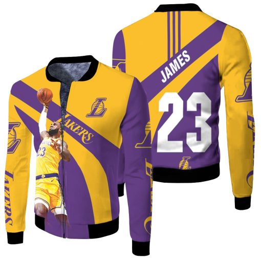 King James 23 Los Angeles Lakers Western Conference Fleece Bomber Jacket