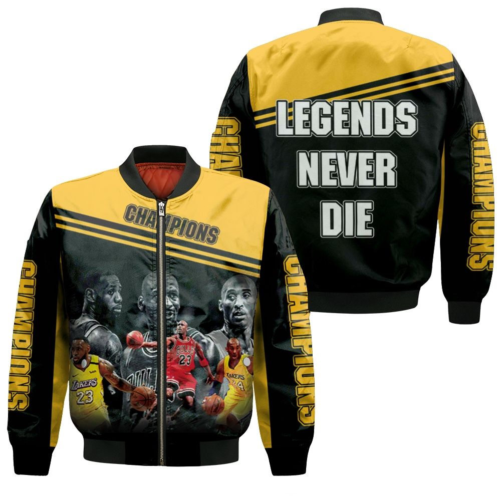 Kobe Bryant Michael Jordan Lebron James Legends Never Die 3d Personalized Bomber Jacket