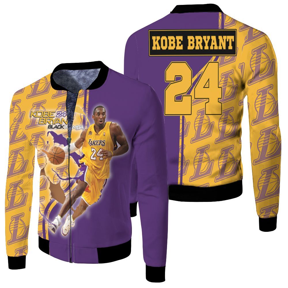 Legend Kobe Bryant 24 Los Angeles Lakers Nba Western Conference Fleece Bomber Jacket