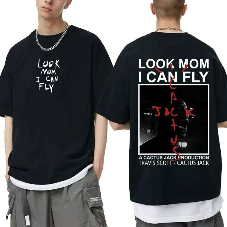 Look Mom I Can Fly Letter Logo Print T-Shirt