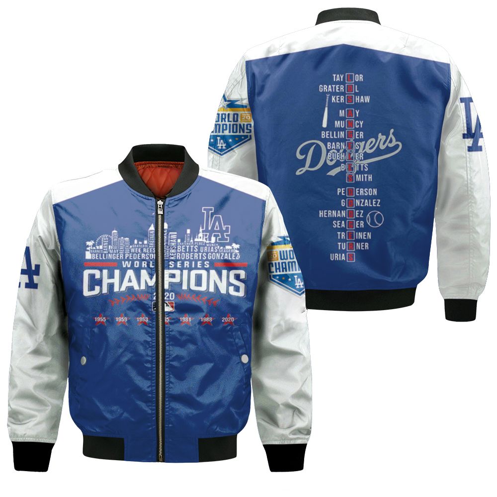 Los Angeles Dodgers Team Name World Series Champions 3d Jersey Bomber Jacket