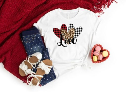 Love Hearts Buffalo Plaid T-Shirt