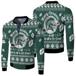 Michigan State Spartans To All And To All A Go Green Ugly Christmas 3d Jersey Fleece Bomber Jacket