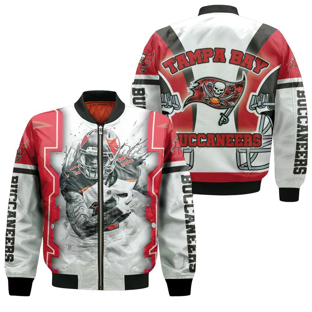 Mike Evans #13 Tampa Bay Buccaneers Nfc South Division Champions Super Bowl 2021 Black And White Bomber Jacket