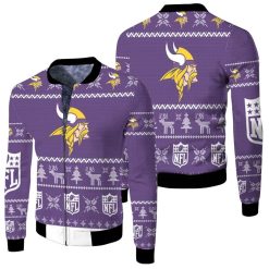 Minnesota Vikings Nfl Ugly Sweatshirt Christmas 3d Fleece Bomber Jacket