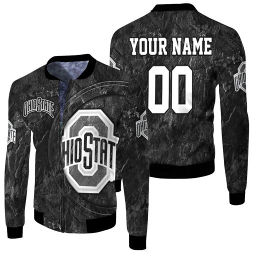 Ohio State Buckeyes Cracked Ground 3d Printed Personalized Fleece Bomber Jacket