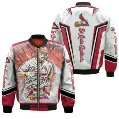 Paul Goldshmidt 46 St Louis Cardinals Red Background For Cardinals Fan Bomber Jacket