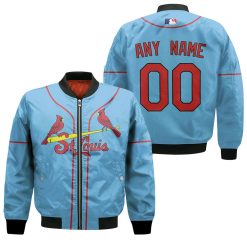 Personalized St Louis Cardinals Any Name 00 Light Blue 2020 Jersey Inspired Style Bomber Jacket