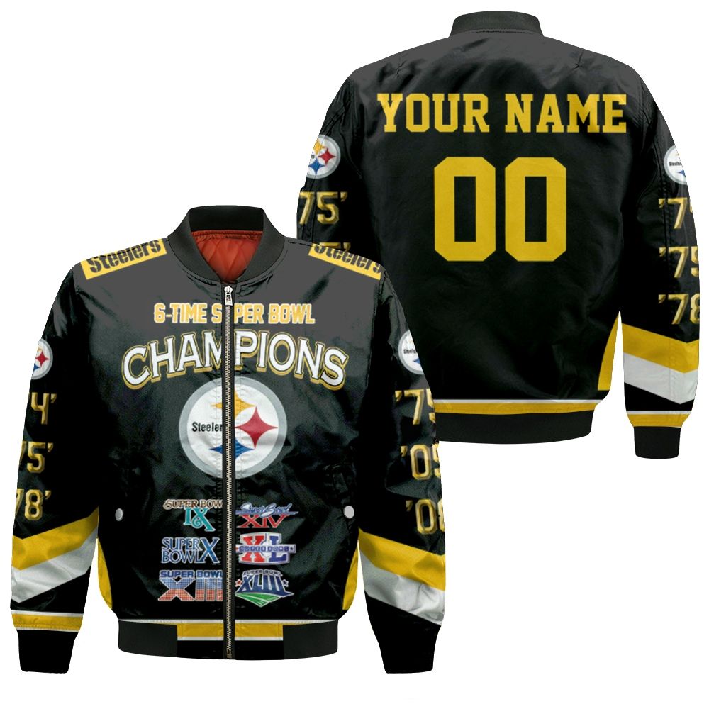 Pittsburgh Steelers 6-Time Super Bowl Champions For Fans Personalized Bomber Jacket
