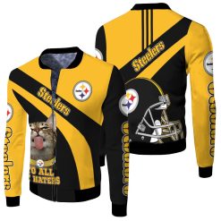 Pittsburgh Steelers Funny Cat Stick Out Tongue To All My Haters 2020 Nfl Season Jersey Fleece Bomber Jacket